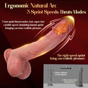 ديلدو متحرك بقوة دفع - 21 سم سيليكون واقعي بــ 3 سرعات و5 أنماط اهتزاز